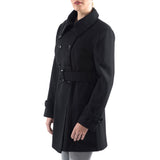 Alpine Swiss Keira Womens Trench Coat Double Breasted Wool Jacket Belted Blazer – Black