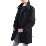 Alpine Swiss Keira Womens Trench Coat Double Breasted Wool Jacket Belted Blazer – Black