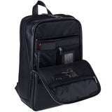 Alpine Swiss Mens Leather Laptop Backpack Travel Daypack Computer Bag Rucksack – Black