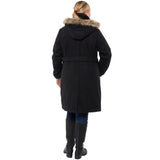 Alpine Swiss Women’s Plus Size Wool Blend Long Trench Coat with Removable Fur Hood – Black