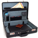 Alpine Swiss Mens Briefcase Expandable Genuine Leather Attache Briefcase For Men – Black
