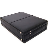 Alpine Swiss Mens Briefcase Expandable Genuine Leather Attache Briefcase For Men – Black