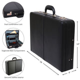 Alpine Swiss Mens Briefcase Expandable Genuine Leather Attache Briefcase For Men – Black
