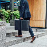 Alpine Swiss Mens Briefcase Expandable Genuine Leather Attache Briefcase For Men – Black