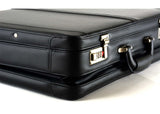 Alpine Swiss Mens Briefcase Expandable Genuine Leather Attache Briefcase For Men – Black