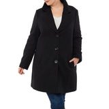 Alpine Swiss Womens Plus Size Wool Overcoat Walking Coat Blazer Pea Coat Jacket – Black
