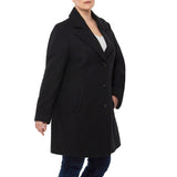Alpine Swiss Womens Plus Size Wool Overcoat Walking Coat Blazer Pea Coat Jacket – Black