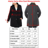 Alpine Swiss Womens Plus Size Wool Overcoat Walking Coat Blazer Pea Coat Jacket – Black