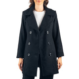 Alpine Swiss Norah Womens Wool Peacoat Classic Double Breasted Coat – Black