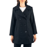 Alpine Swiss Norah Womens Wool Peacoat Classic Double Breasted Coat – Black