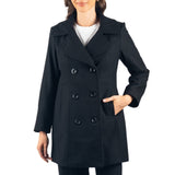 Alpine Swiss Norah Womens Wool Peacoat Classic Double Breasted Coat – Black