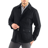 Alpine Swiss Wyat Mens Wool Blend Classic Barn Coat Cargo Pocket Military Jacket – Black