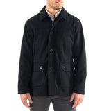 Alpine Swiss Wyat Mens Wool Blend Classic Barn Coat Cargo Pocket Military Jacket – Black
