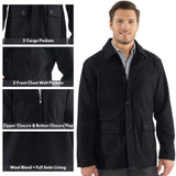 Alpine Swiss Wyat Mens Wool Blend Classic Barn Coat Cargo Pocket Military Jacket – Black