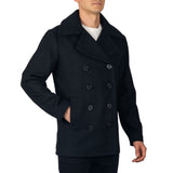 Alpine Swiss Mason Mens Wool Blend Pea Coat Classic Double Breasted Winter Coat Warm – Black