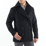 Alpine Swiss Mason Mens Wool Blend Pea Coat Classic Double Breasted Winter Coat Warm – Black