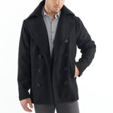 Alpine Swiss Mason Mens Wool Blend Pea Coat Classic Double Breasted Winter Coat Warm – Black