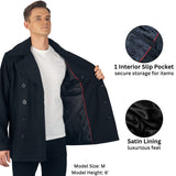 Alpine Swiss Mason Mens Wool Blend Pea Coat Classic Double Breasted Winter Coat Warm – Black
