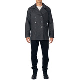 Alpine Swiss Mason Mens Wool Blend Pea Coat Classic Double Breasted Winter Coat Warm – Gray