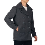 Alpine Swiss Mason Mens Wool Blend Pea Coat Classic Double Breasted Winter Coat Warm – Gray