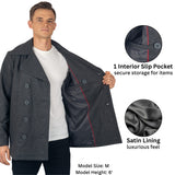Alpine Swiss Mason Mens Wool Blend Pea Coat Classic Double Breasted Winter Coat Warm – Gray