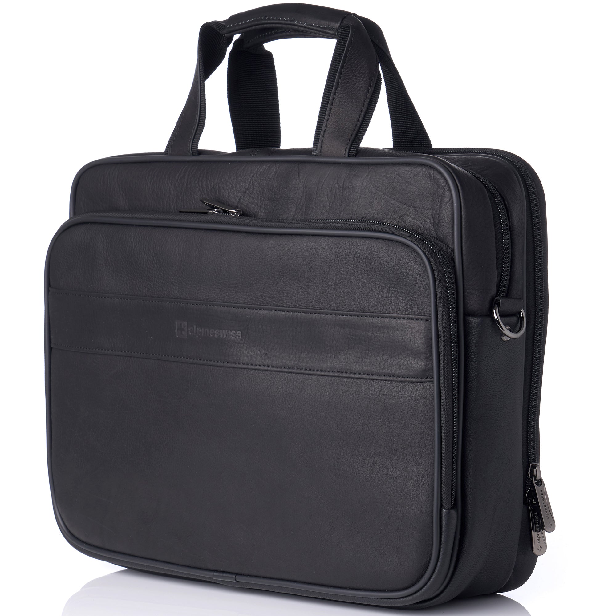 Alpine Swiss Messenger Bag Colombian Leather 15.6” Laptop