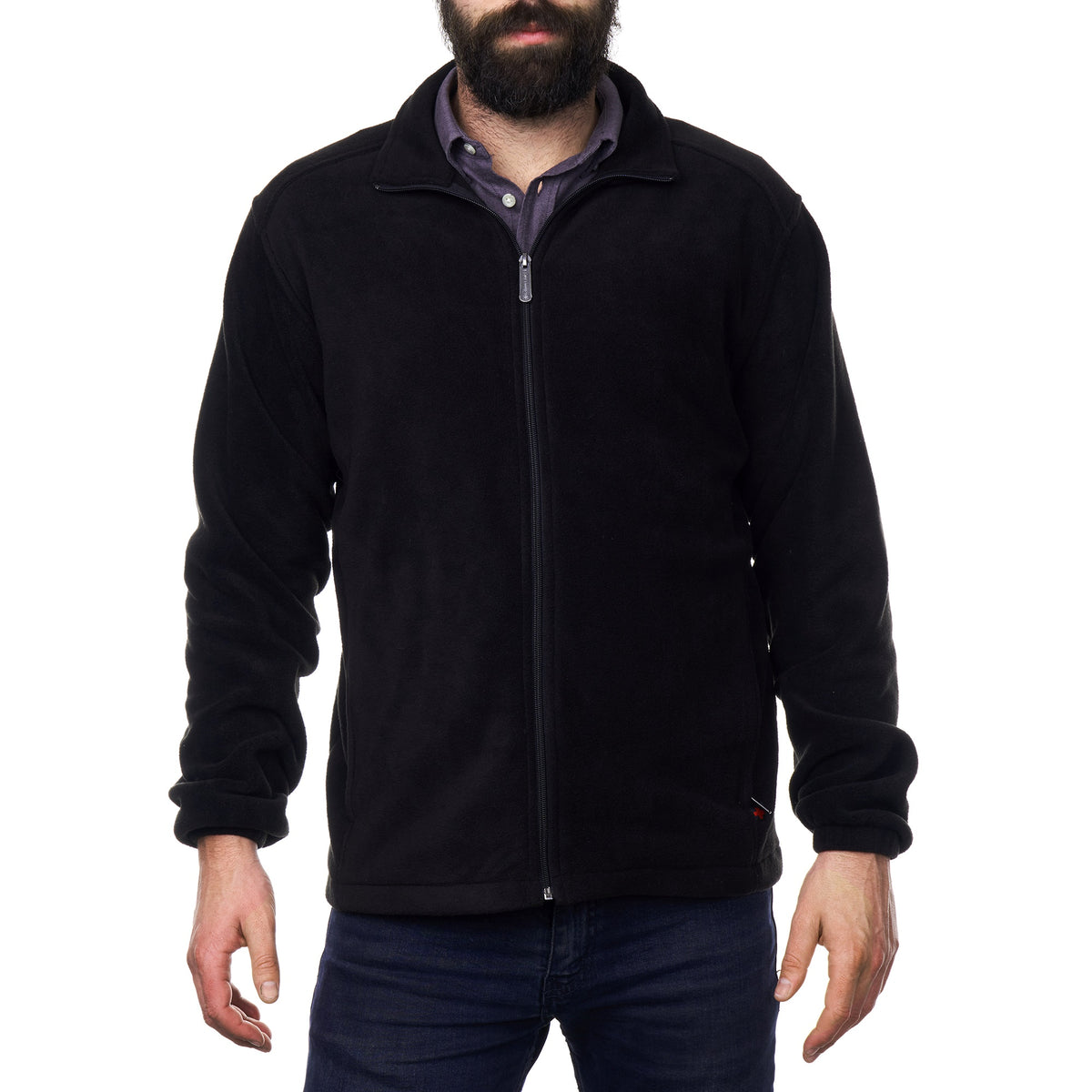 Alpine Swiss Trent Mens Full Zip Up Fleece Jacket Soft Casual Warm Zipper Coat – Black