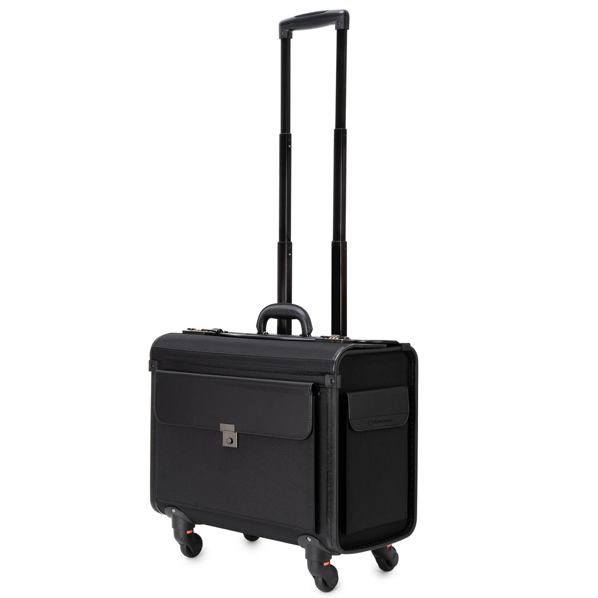 Alpine Swiss Wheeled Briefcase Rolling Briefcase Telescopic Handle 4 Replaceable – Black