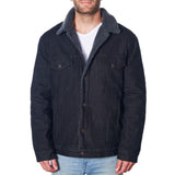 Alpine Swiss Mens Sherpa Lined Denim Jacket Classic Button Up Jean Trucker Coat – Black