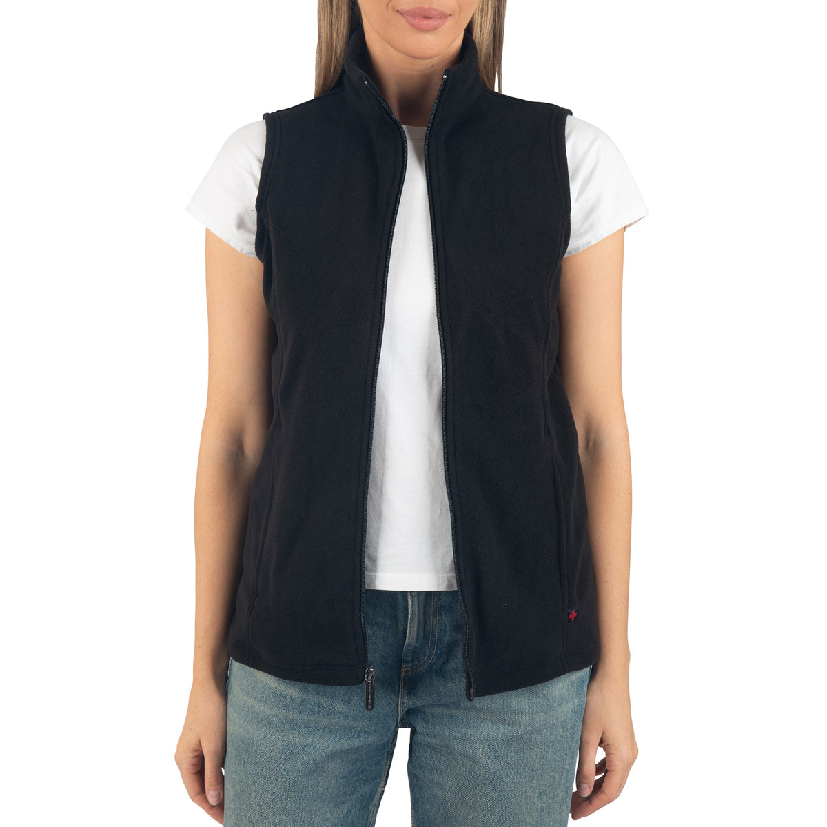 Alpine Swiss Cindy Womens Polar Fleece Vest Zip Up Lightweight Sleeveless Jacket – Black