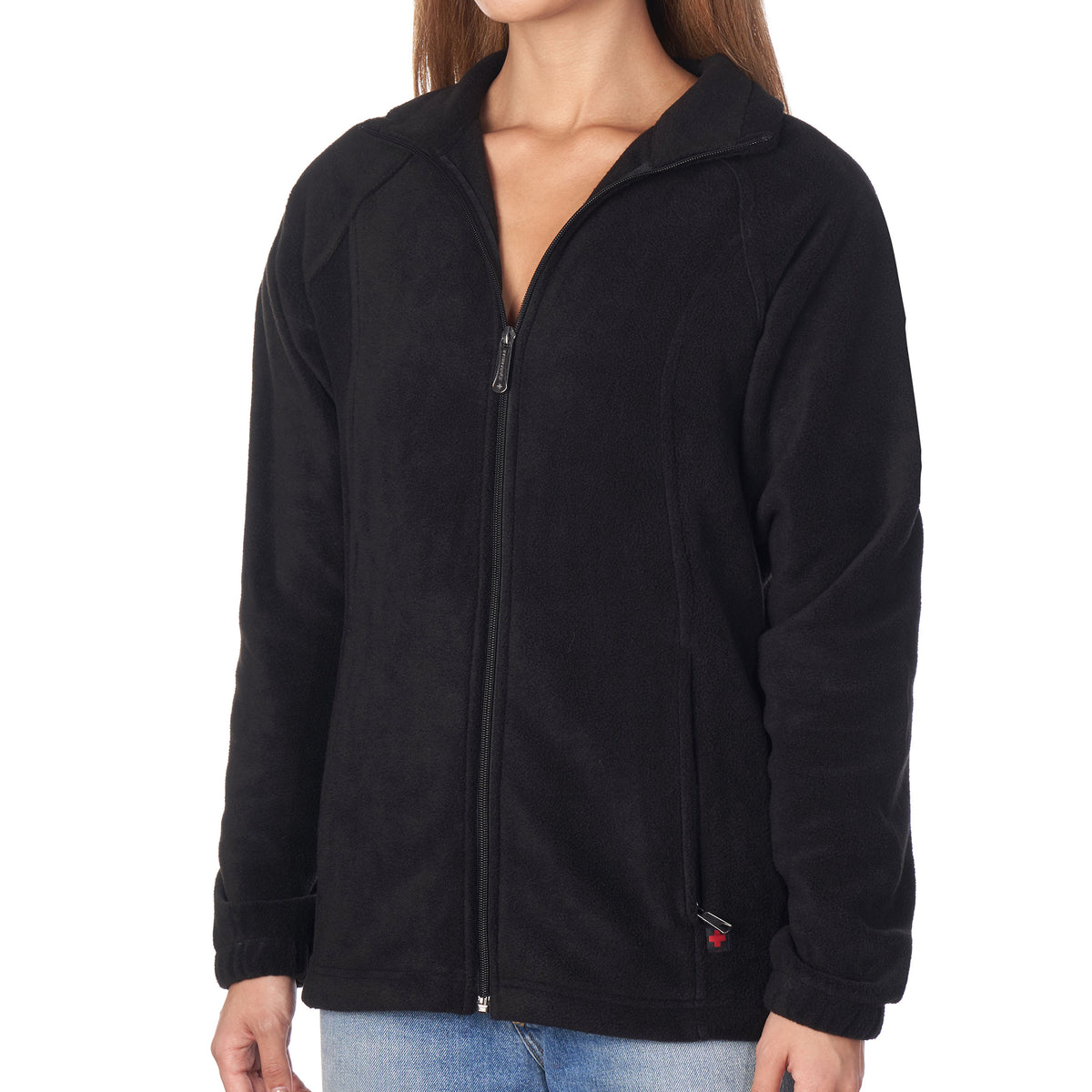 Alpine Swiss Womens Full Zipper Soft Polar Fleece Jacket Lightweight Warm Coat – Black