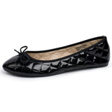 Alpine Swiss Women’s Aster Ballet Flats Patent Leather Slip-On Shoes Quilted Pillow – Black