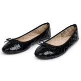 Alpine Swiss Women’s Aster Ballet Flats Patent Leather Slip-On Shoes Quilted Pillow – Black