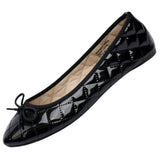 Alpine Swiss Women’s Aster Ballet Flats Patent Leather Slip-On Shoes Quilted Pillow – Black