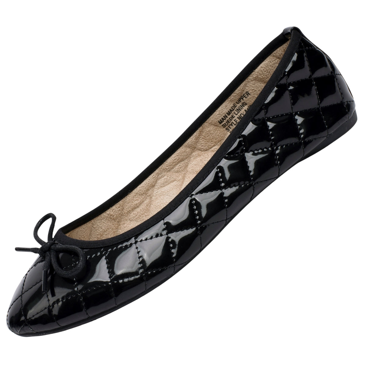 Alpine Swiss Women’s Aster Ballet Flats Patent Leather Slip-On Shoes Quilted Pillow – Black