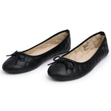 Alpine Swiss Women’s Aster Ballet Flats Patent Leather Slip-On Shoes Quilted Pillow – Jet Black