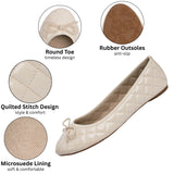 Alpine Swiss Women’s Aster Ballet Flats Patent Leather Slip-On Shoes Quilted Pillow – Tan