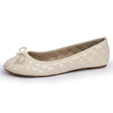 Alpine Swiss Women’s Aster Ballet Flats Patent Leather Slip-On Shoes Quilted Pillow – Tan
