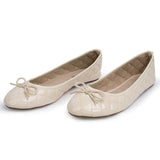 Alpine Swiss Women’s Aster Ballet Flats Patent Leather Slip-On Shoes Quilted Pillow – Tan