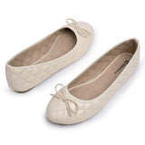Alpine Swiss Women’s Aster Ballet Flats Patent Leather Slip-On Shoes Quilted Pillow – Tan