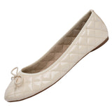 Alpine Swiss Women’s Aster Ballet Flats Patent Leather Slip-On Shoes Quilted Pillow – Tan
