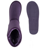 Alpine Swiss Women’s Mid-Calf Winter Boots 11” Faux Shearling Aussie Style Suede – Purple