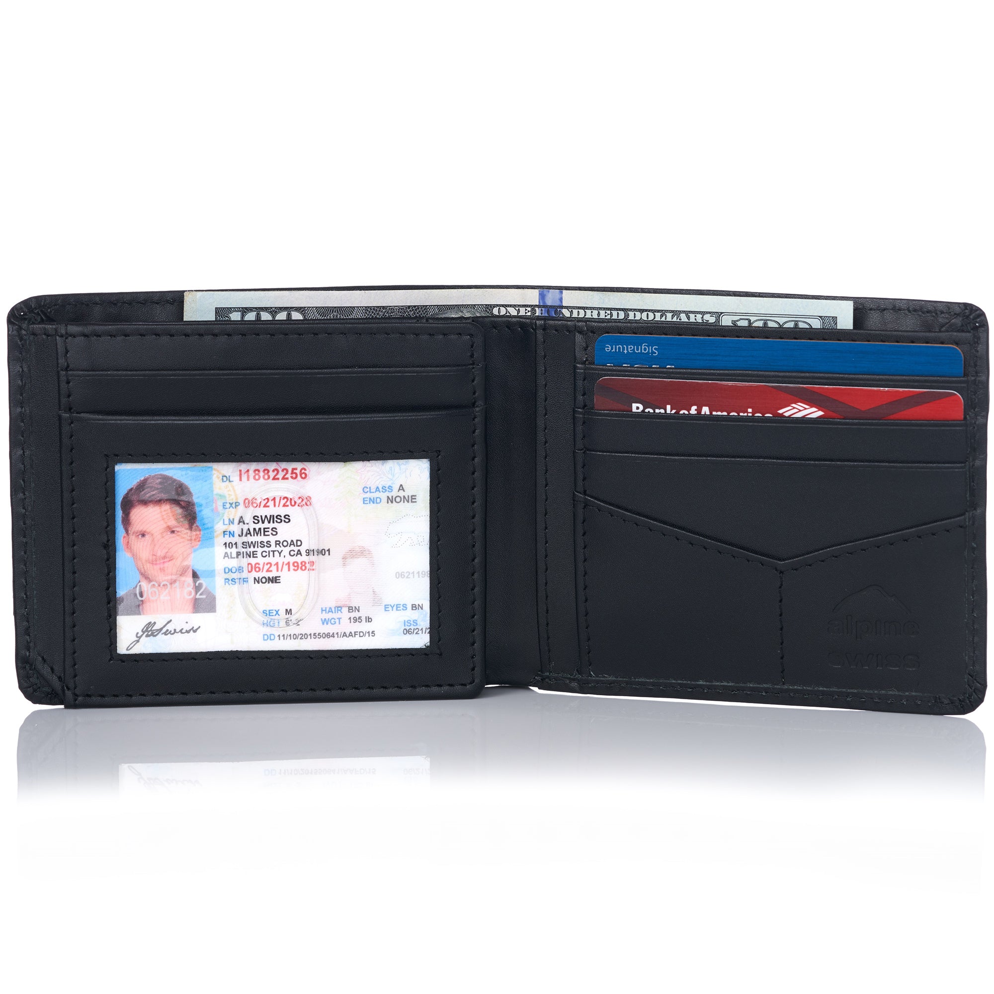 Alpine Swiss RFID Luka Men's Flip ID Wallet Deluxe Capacity Bifold