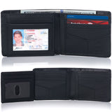 Alpine Swiss RFID Luka Men's Flip ID Wallet Deluxe Capacity ID Bifold With Divided – Smooth Finish Black