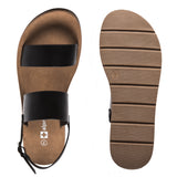 Alpine Swiss Beth Womens Flat Sandals Two Strap Buckle Slides Comfortable Summer – Black