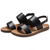Alpine Swiss Beth Womens Flat Sandals Two Strap Buckle Slides Comfortable Summer – Black