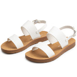 Alpine Swiss Beth Womens Flat Sandals Two Strap Buckle Slides Comfortable Summer – White