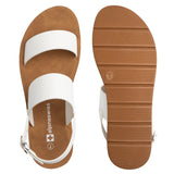 Alpine Swiss Beth Womens Flat Sandals Two Strap Buckle Slides Comfortable Summer – White