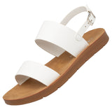 Alpine Swiss Beth Womens Flat Sandals Two Strap Buckle Slides Comfortable Summer – White
