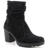 Alpine Swiss Bianca Womens Suede Slouch Ankle Boots Made in Italy High Heel Boot – Black